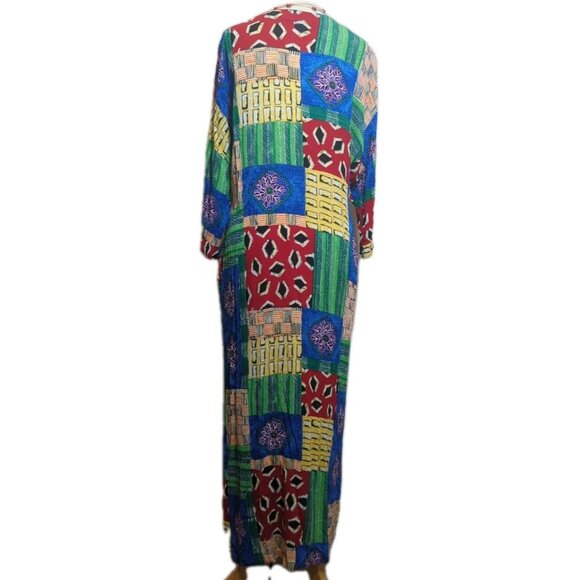 Vtg Kathleen Usherwood Periphery Sz S Patchwork Maxi Dress Boho Artsy Festival - Picture 3 of 8